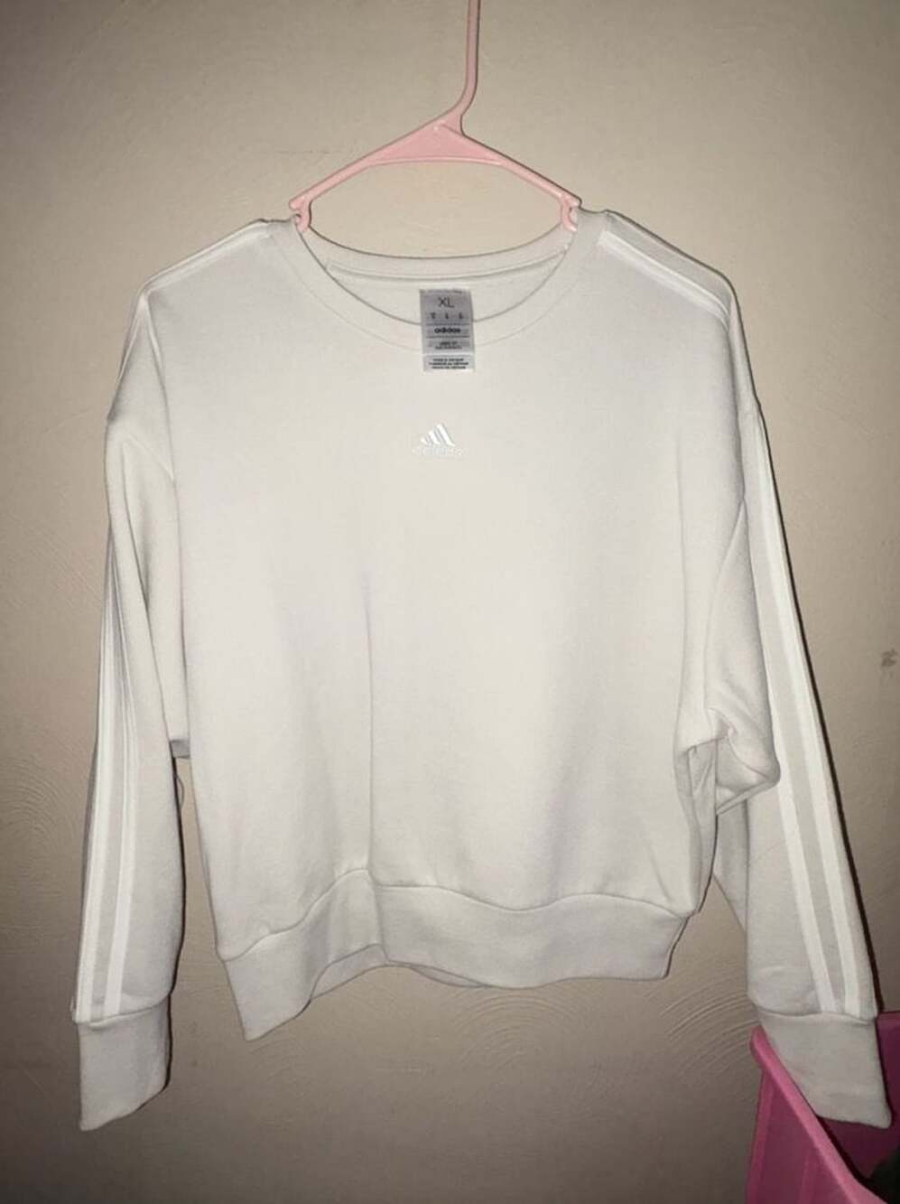 Adidas ALL SZN French Terry 3-Stripes Loose Sweatshirt White XL